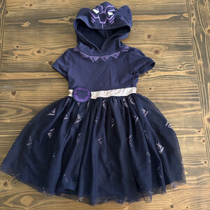 Girls’ Marvel Black Panther Costume Dress XS 4/5 Navy Purple Hooded Tulle Skirt